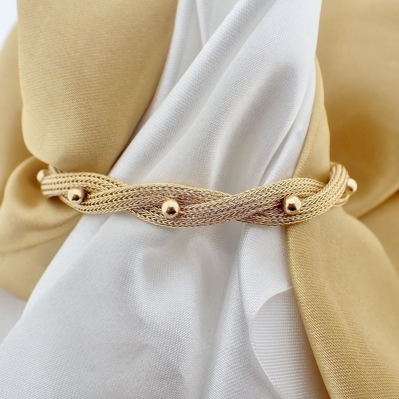 Image 2 of Vintage gold braided foxtail link bracelet