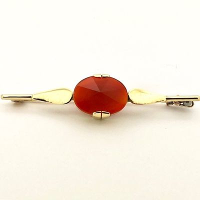 Image 1 of Antique gold brooch with carnelian