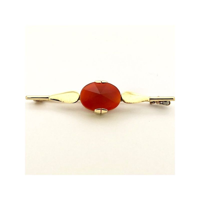 Image 1 of Antique gold brooch with carnelian