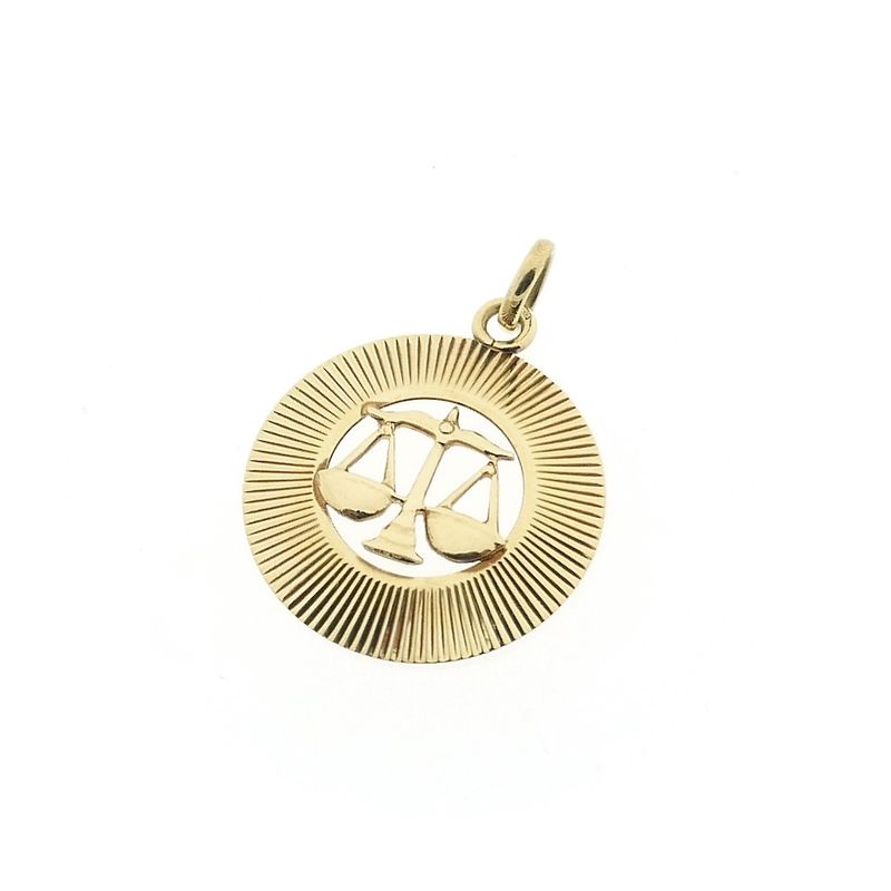 Image 6 of Gold zodiac sign pendant; Libra | Fabiola
