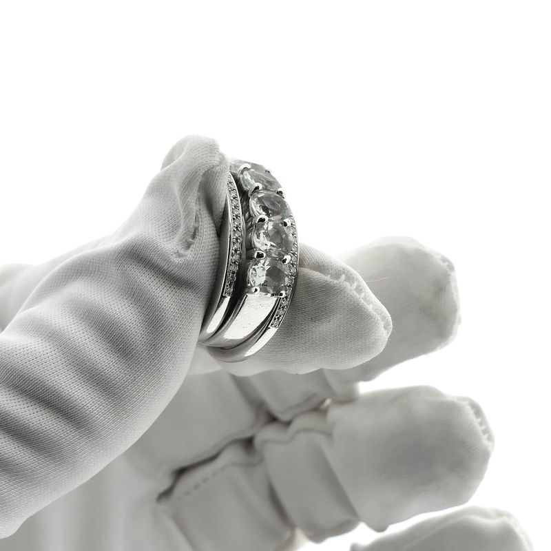 Image 6 of Tirisi white gold rings set with aquamarine and diamonds; 0.24 ct.