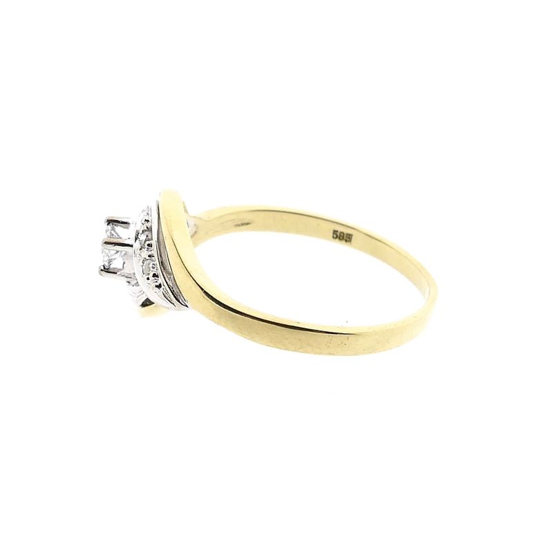 Image 7 of Bicolor Gold Ring with 0.18 ct Diamond; 14K; Size 17.75
