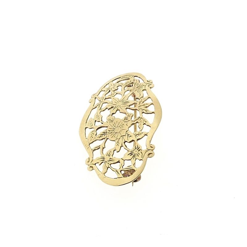 Image 10 of Vintage gold brooch with a floral design