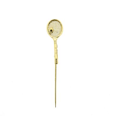 Gold lapel pin, tie pin | Tennis racket Image 1 of Gold lapel pin, tie pin | Tennis racket