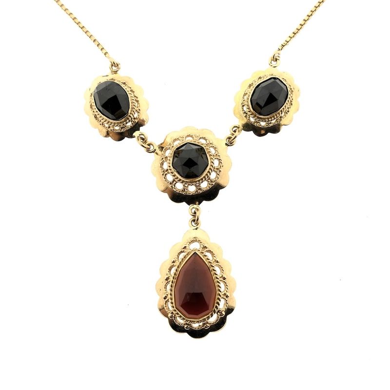 Image 6 of Antique gold necklace with garnet stones | 45 cm
