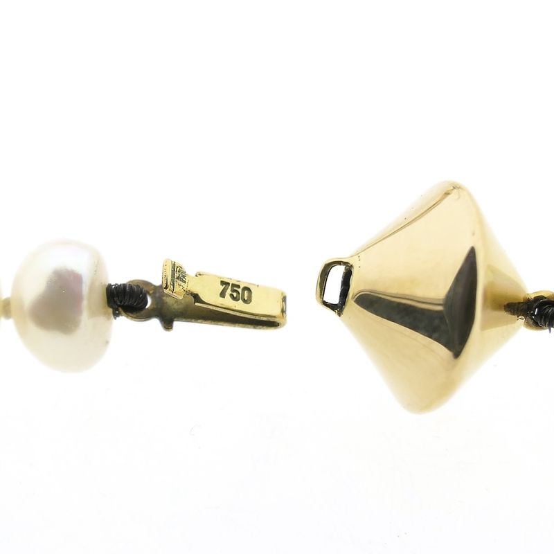 Image 7 of Gold baroque pearl necklace with chalcedony and sodalite; Schoeffel