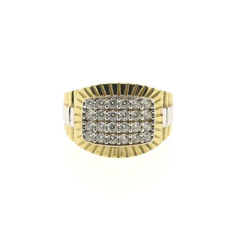 Image 3 of Two-tone gold Rolex President band ring with zirconia