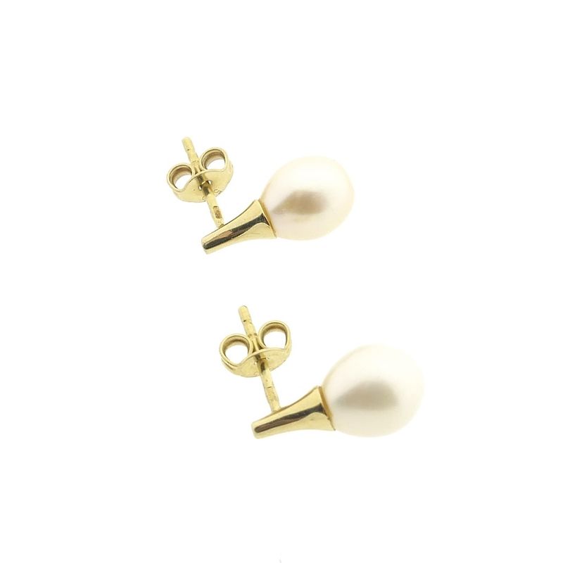 Image 8 of Gold stud earrings with pearl