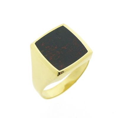 Image 1 of Gold signet ring with heliotrope