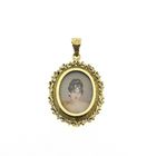 Image 1 of Antique two-tone gold pendant with enamel portrait