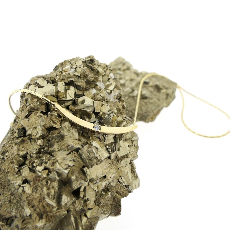 Image 2 of Gold cobra link necklace with 0.03 ct. diamond | 42.5 cm