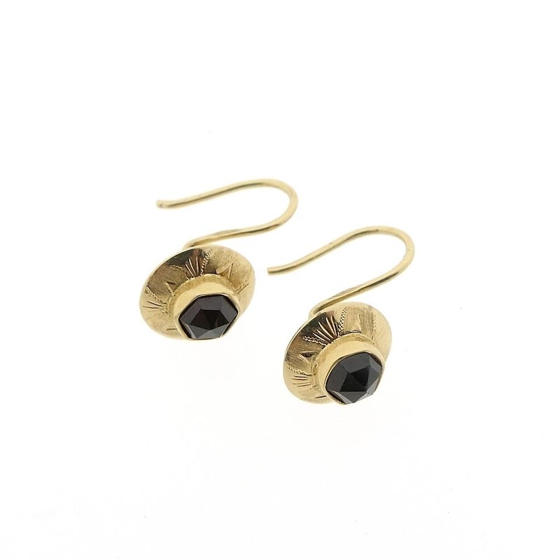Image 5 of Gold earrings with garnet | Antique/vintage