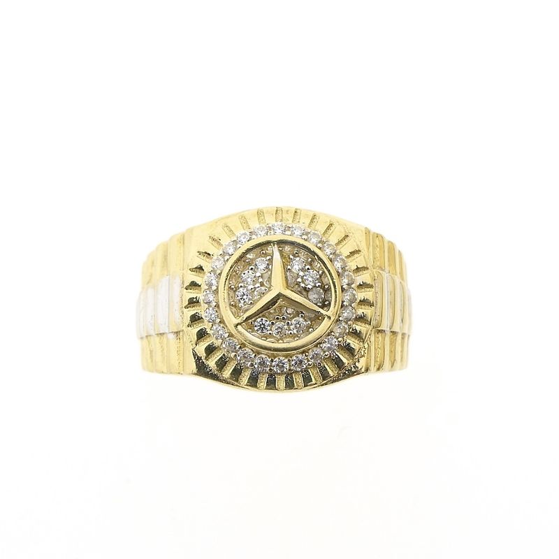 Image 4 of Two-tone gold ring with Mercedes logo