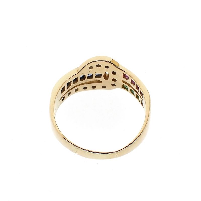 Image 7 of 18K gold ring with zirconia and a mix of gemstones