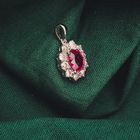 Image 7 of White gold pendant with pink spinel and diamond; 0.70 ct.