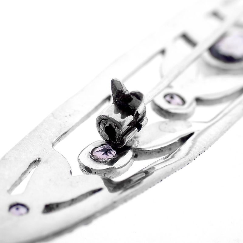 Image 6 of Silver brooch with purple zirconia stones