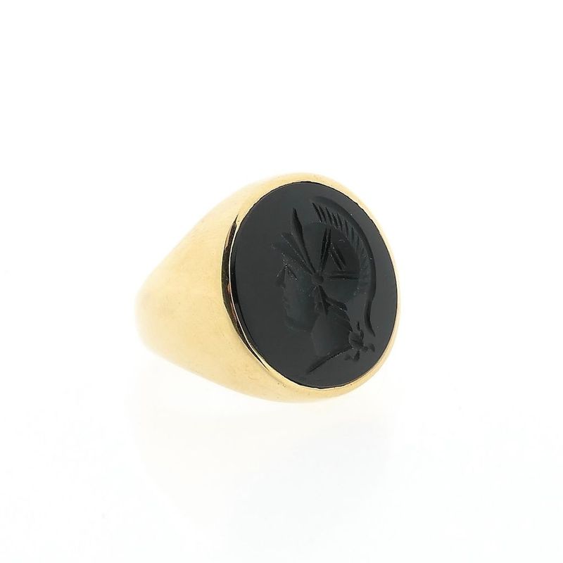 Image 3 of Gold signet ring with onyx