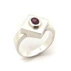 Image 1 of Silver ring with an oval cut amethyst stone