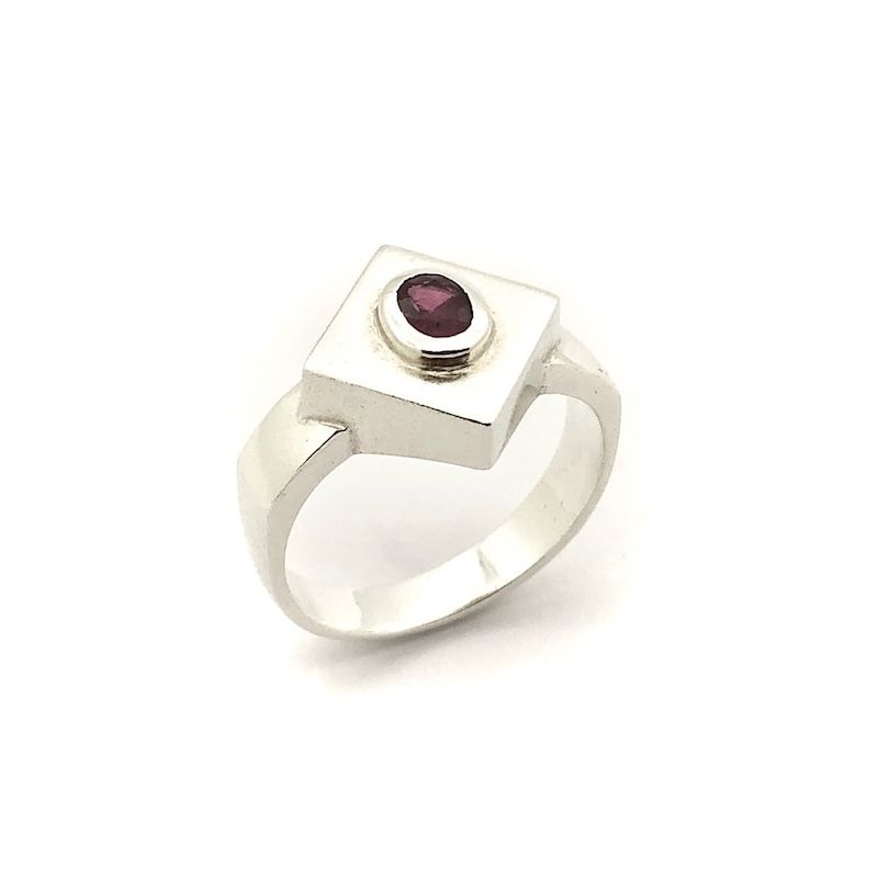 Image 1 of Silver ring with an oval cut amethyst stone