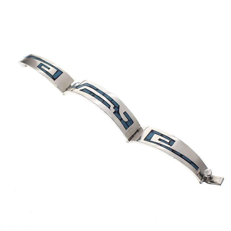 Image 5 of Silver slave bracelet with an enamel mosaic; Size S