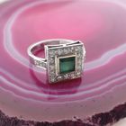 Image 4 of 1950s white gold ring set with a 0.50 ct. diamond and emerald