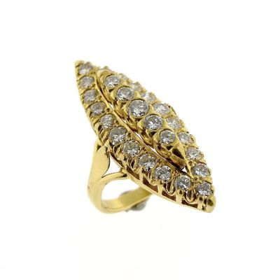 20 carat gold marquise ring with diamonds approx. 1.50 ct. Image 1 of 20 carat gold marquise ring with diamonds approx. 1.50 ct.