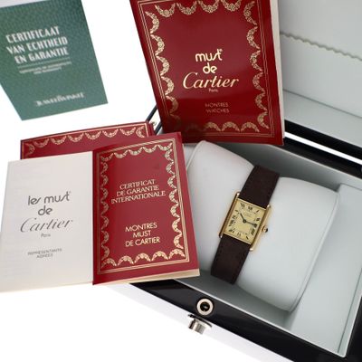 Image 2 of Cartier Tank Vermeil 'Large' 590005; Vintage Unisex Watch with Papers