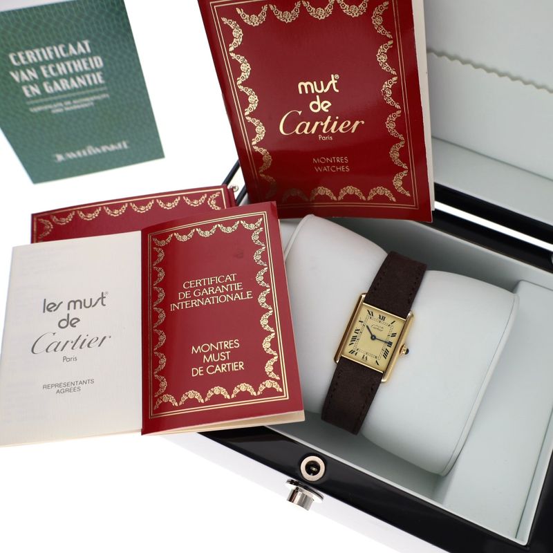 Image 2 of Cartier Tank Vermeil 'Large' 590005; Vintage Unisex Watch with Papers