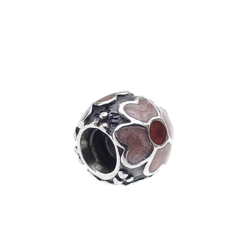 Image 3 of Pandora charm; Silver; Red Daisy
