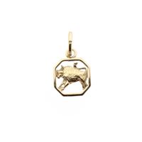 Gold zodiac sign pendant; Taurus