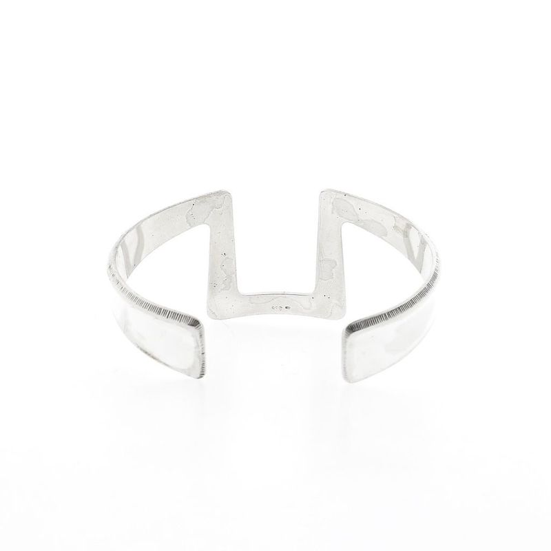 Image 4 of Silver Slave Bracelet with Pattern; Size S/M