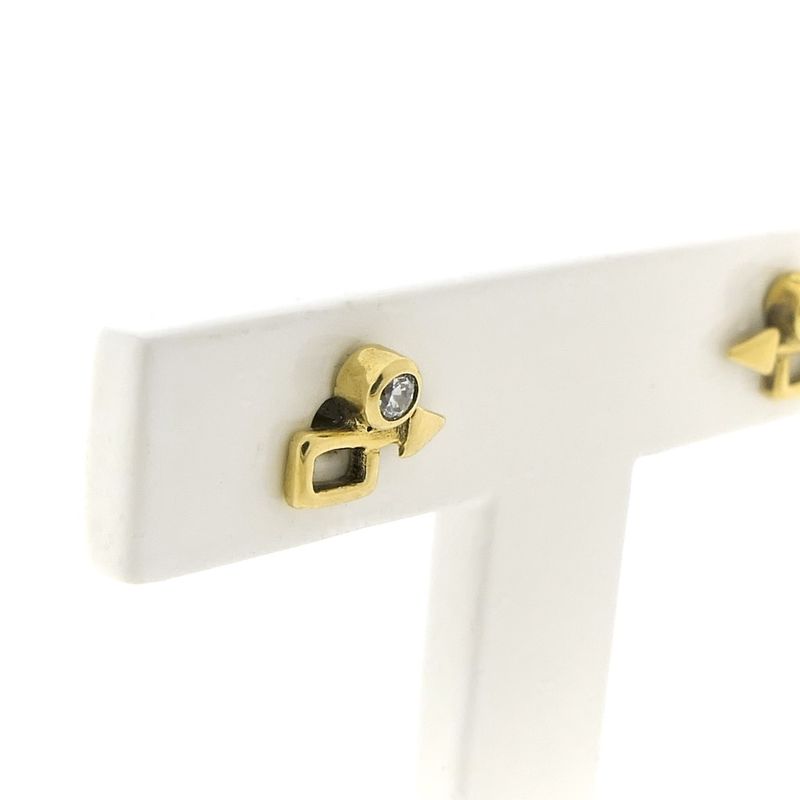 Image 3 of Gold stud earrings with zirconia