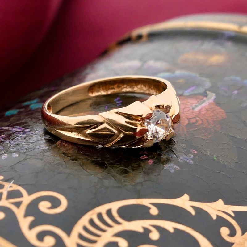 Image 2 of Gold solitaire ring with zirconia