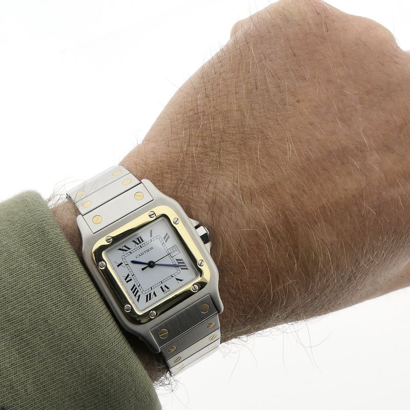 Image 10 of Cartier Santos Carree 2961; 18k. Gold/steel unisex watch