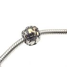 Image 2 of Pandora charm; Silver with gold; Letter M