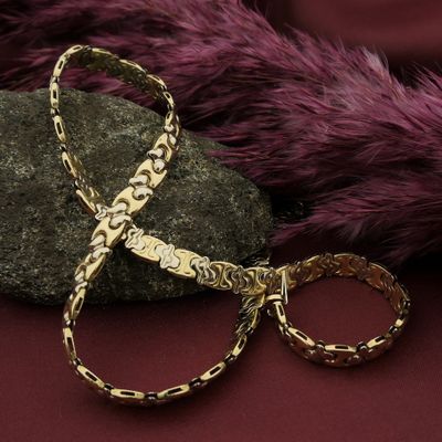 Two-tone gold fantasy link necklace Image 2 of Two-tone gold fantasy link necklace