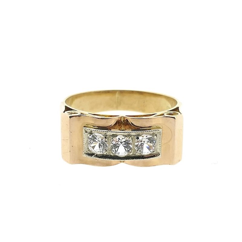 Image 3 of Two-tone gold ring with zirconia.