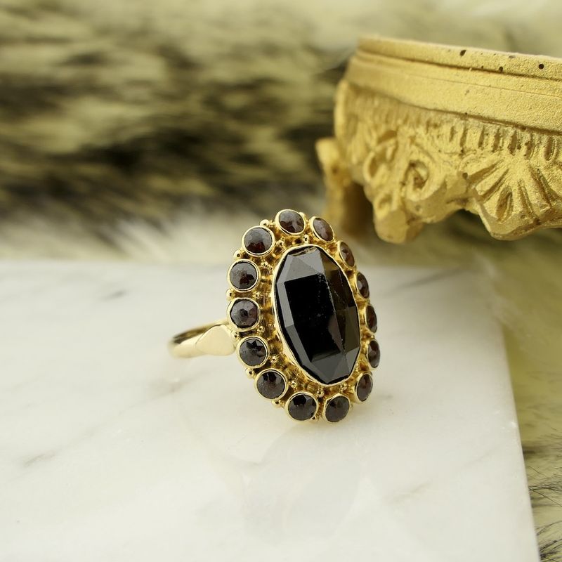 Image 2 of Gold entourage ring with garnet stones | Vintage