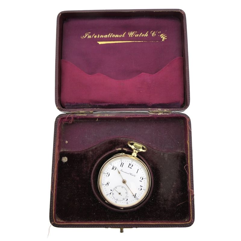Image 12 of Antique 14k gold IWC pocket watch with box and papers from 1908