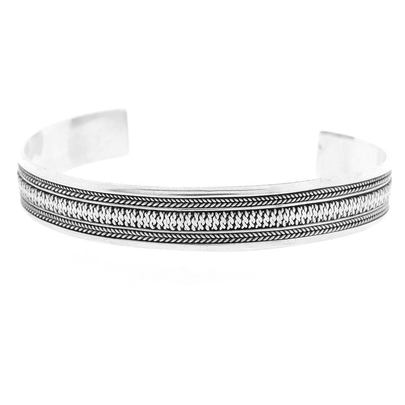 Image 3 of Silver cable-knit bracelet | Ø 67 mm