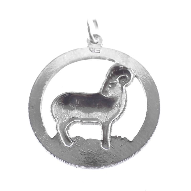 Image 4 of Silver zodiac sign pendant; Aries