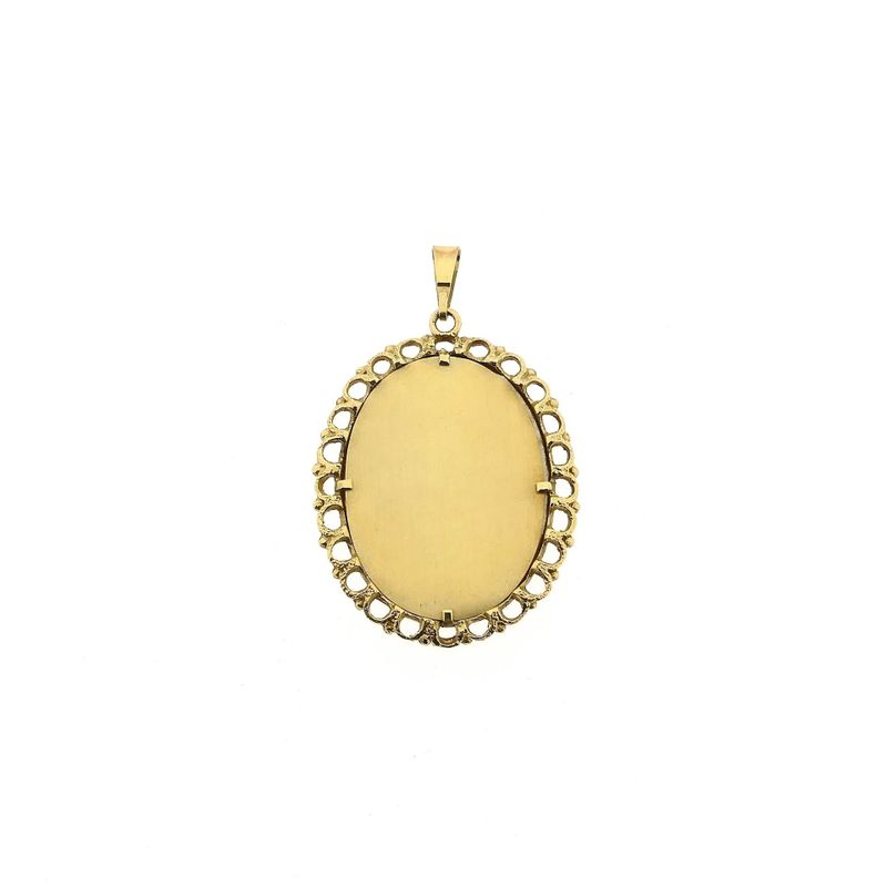 Image 5 of Antique Gold Pendant with Enamel Portrait and Diamonds