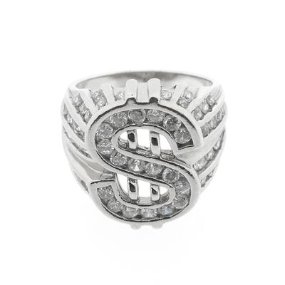 Silver men's ring with a dollar sign and zirconia Image 2 of Silver men's ring with a dollar sign and zirconia