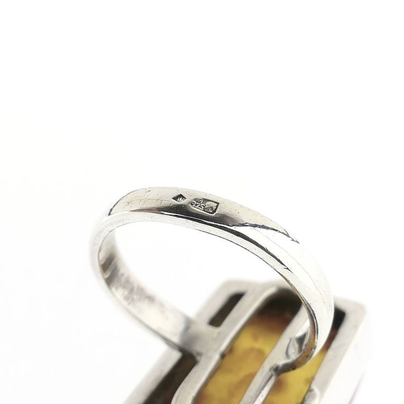 Image 6 of Silver ring with amber