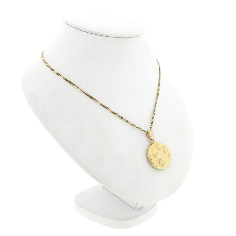 Afbeelding 5 van Vintage gouden medaillon hanger; Floraal design