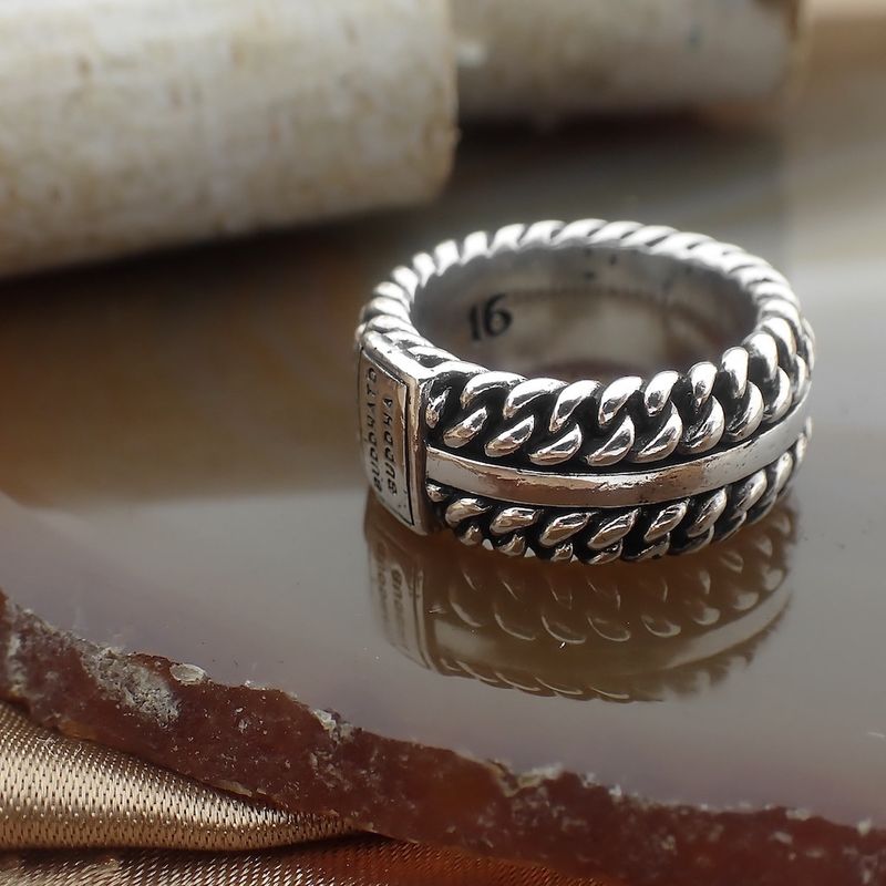 Image 3 of Silver Buddha to Buddha ring Chain texture