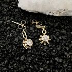Image 2 of Bicolor Gold Earrings with Floral Pendant and Diamonds