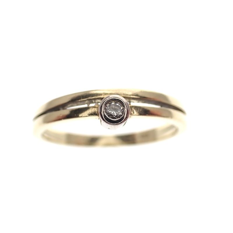 Image 2 of Vintage gold solitaire ring with diamond; 0.03 ct.