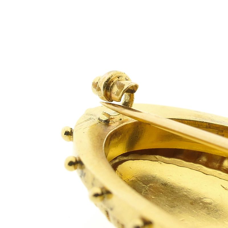 Image 4 of Antique gold Victorian brooch with ruby ​​and diamonds; 0.04 ct.