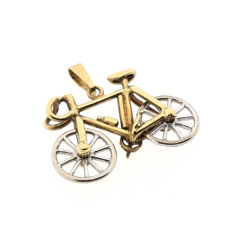 Image 6 of Two-tone gold pendant of a racing bicycle
